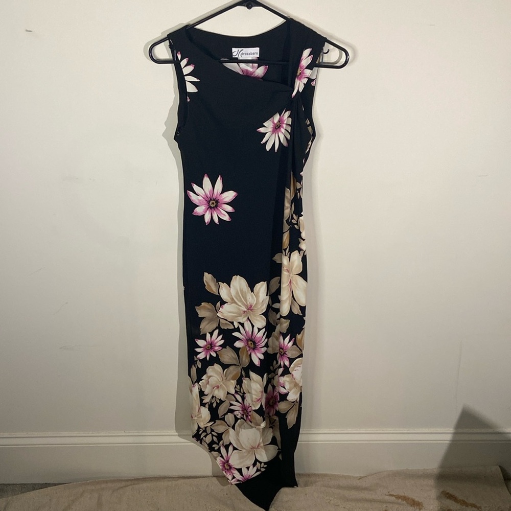 Vintage Dress Barn Black Asymmetrical Floral Dress Size Size 4